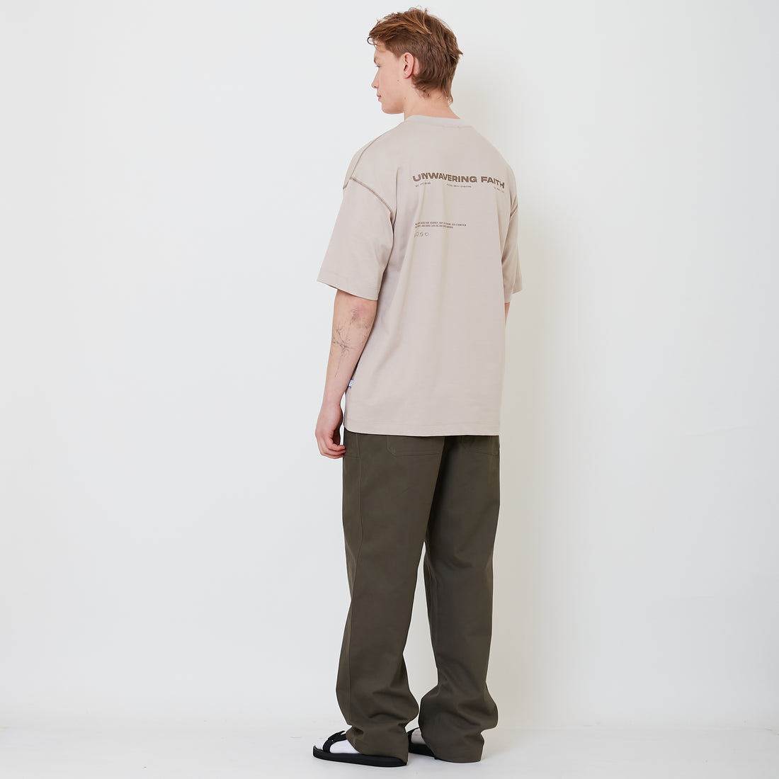 Men Wide Leg Long Pants - Army Green - SM2503064B
