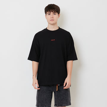 Men Printed Oversized Tee - Black - SM2504088D