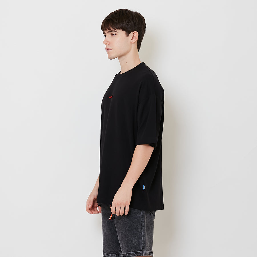 Men Printed Oversized Tee - Black - SM2504088D