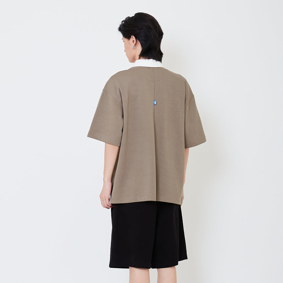 Mens Oversized Embroidery Polo Tee - Army Green - SM2504091B