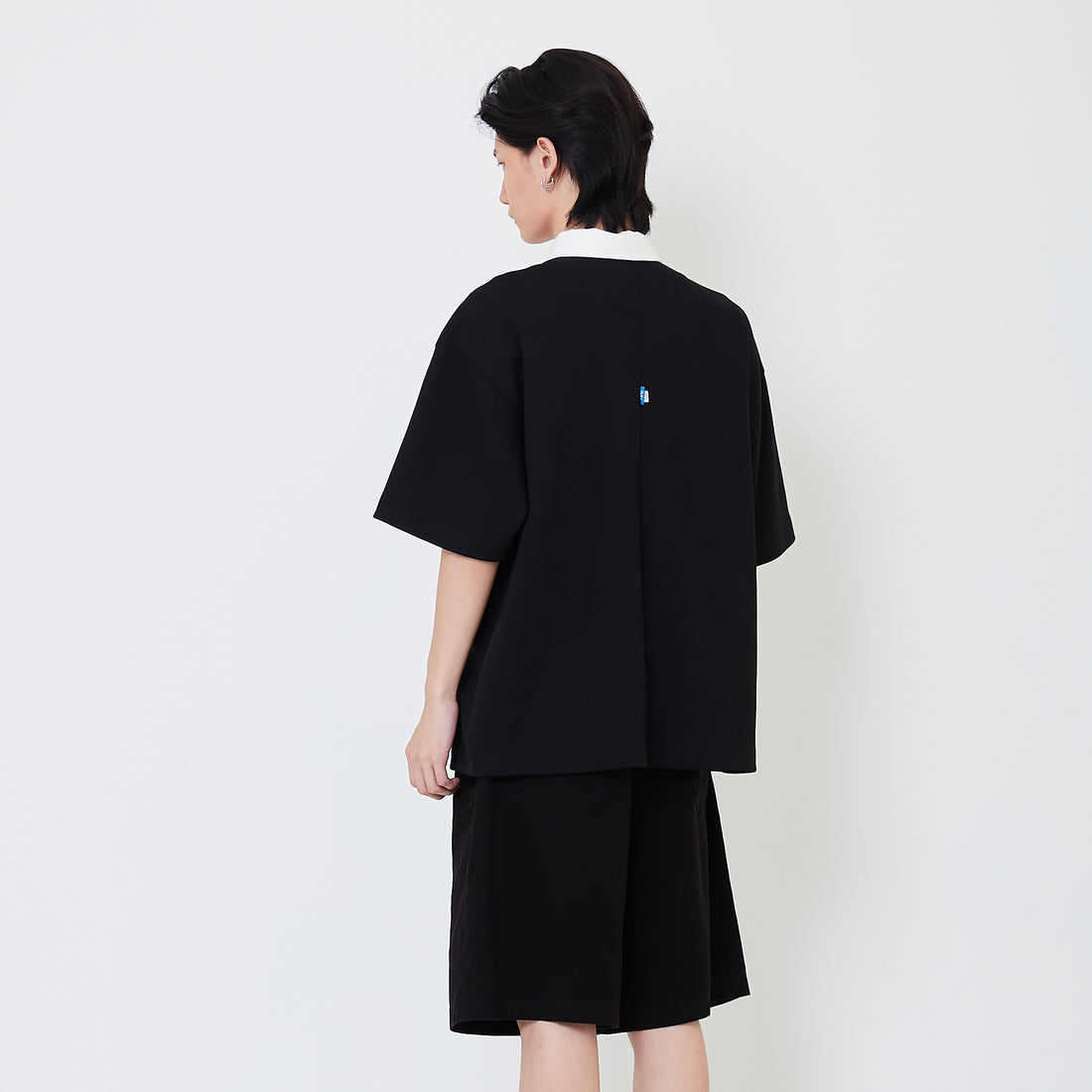 Mens Oversized Embroidery Polo Tee - Black - SM2504091C