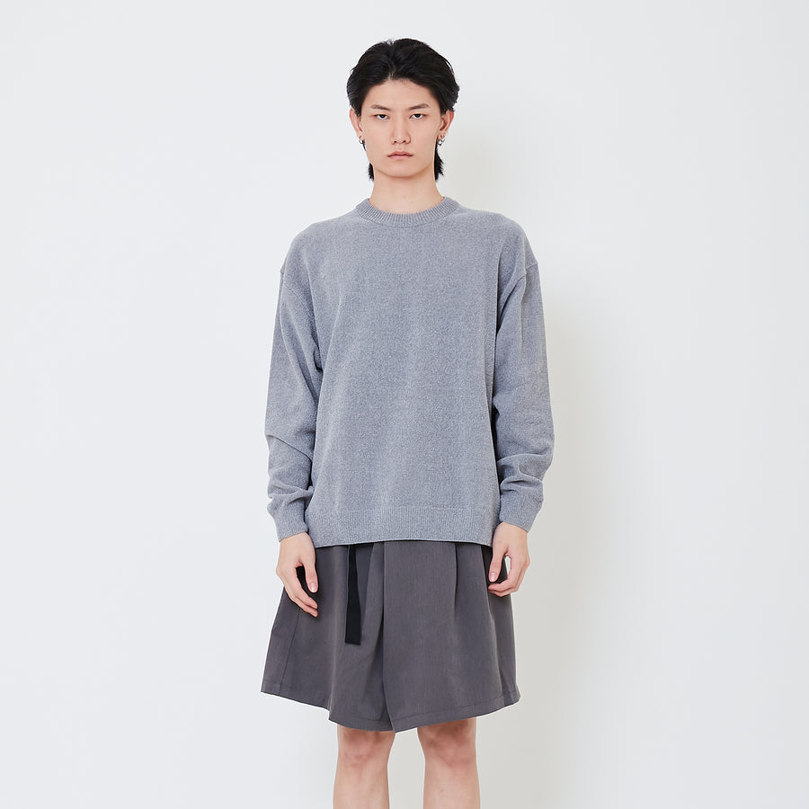 Men Cropped Sweater - Light Grey - SM2504098A
