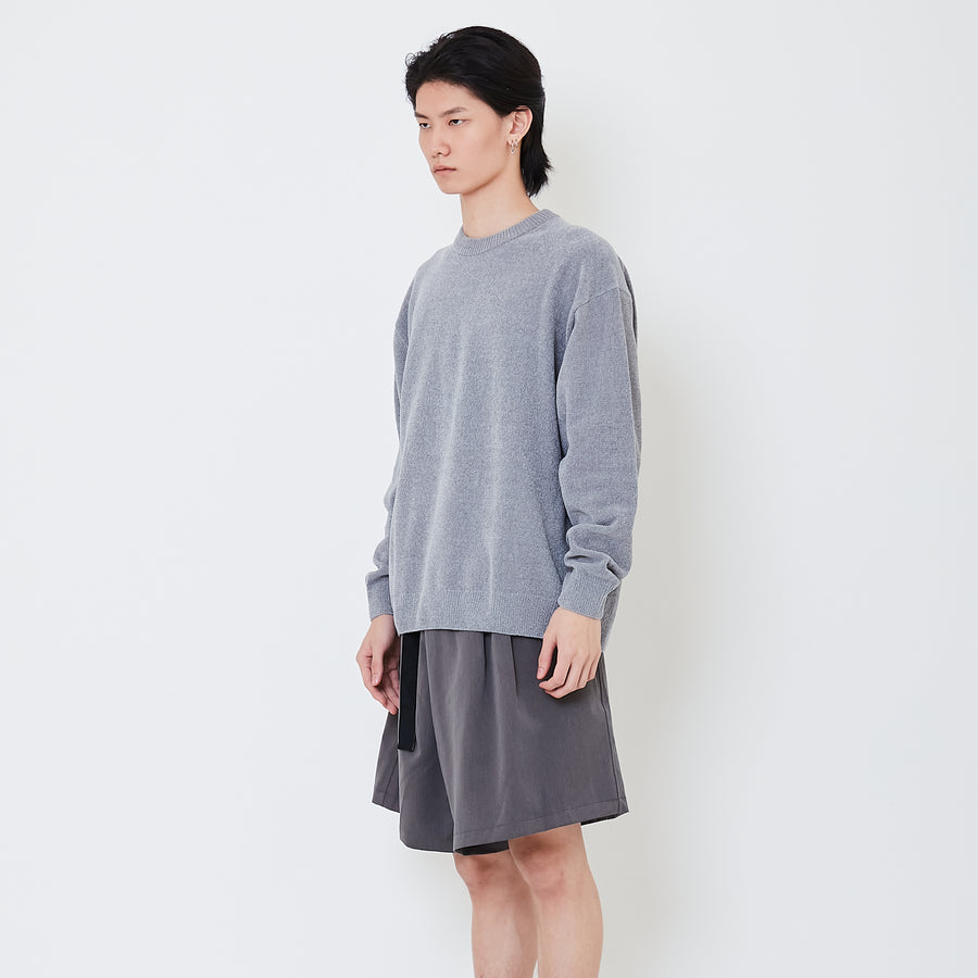 Men Cropped Sweater - Light Grey - SM2504098A