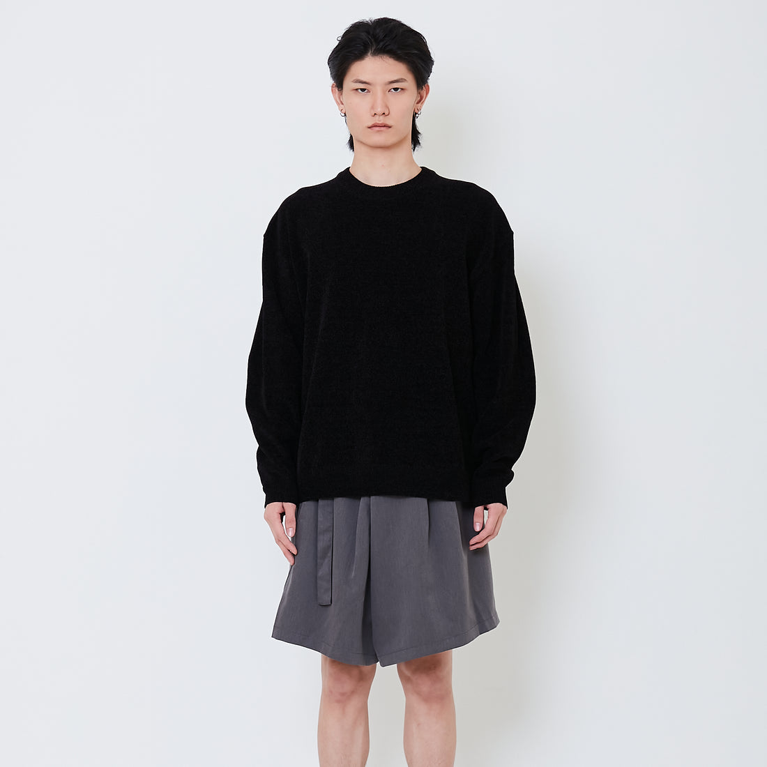 Men Cropped Sweater - Black - SM2504098B
