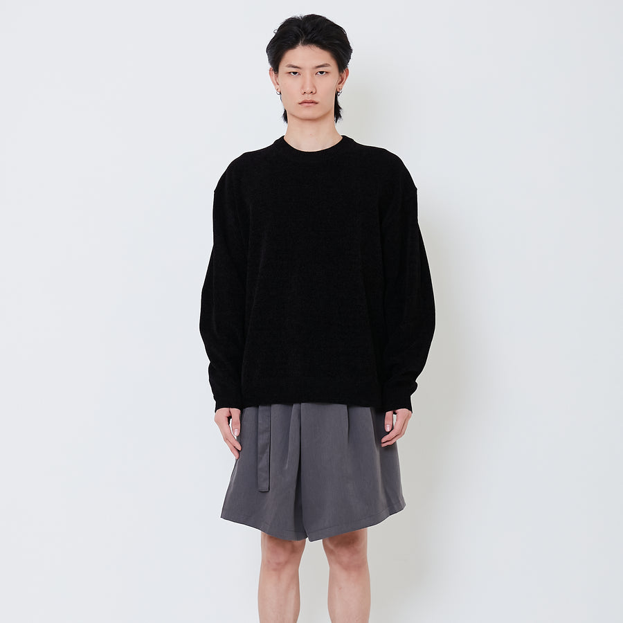 Men Cropped Sweater - Black - SM2504098B