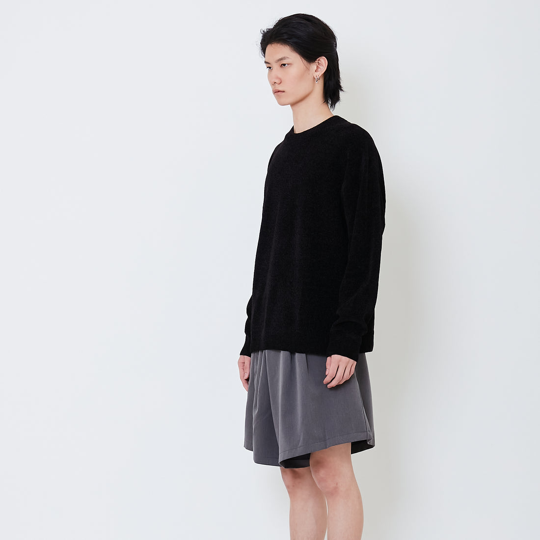 Men Cropped Sweater - Black - SM2504098B