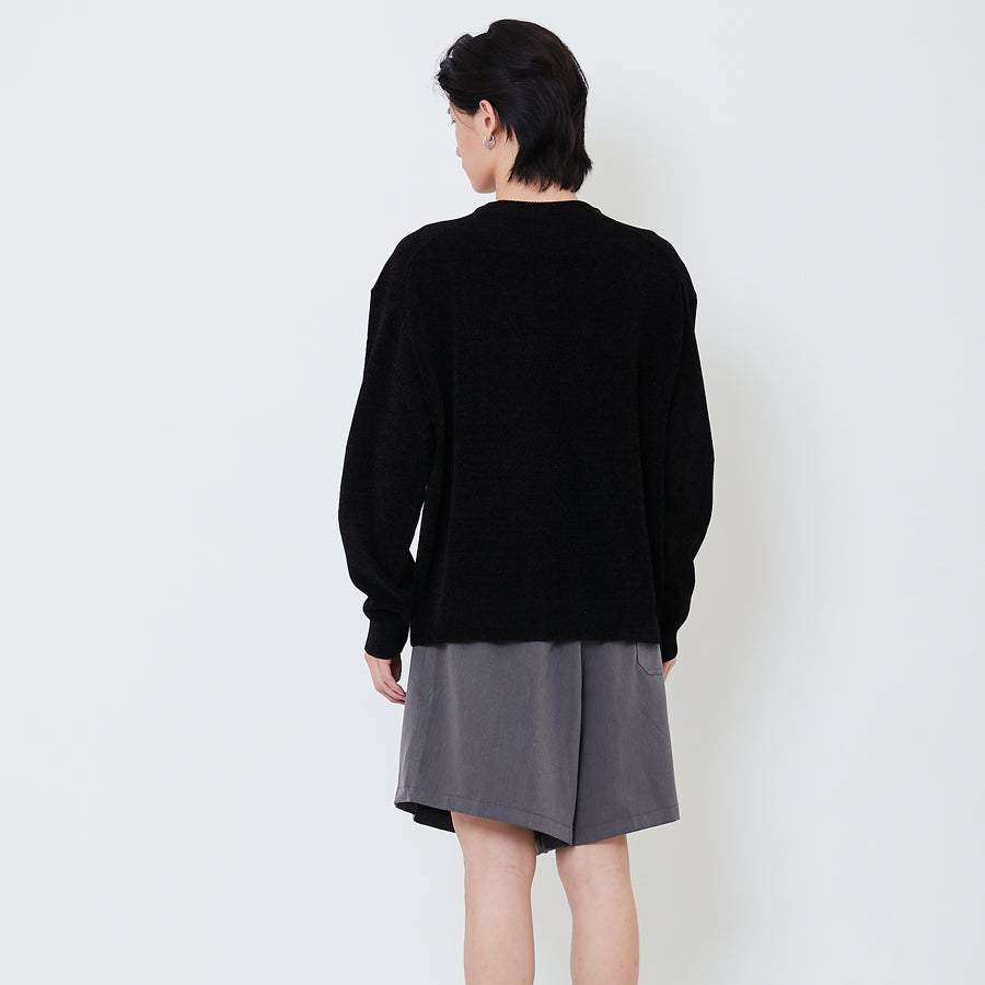 Men Cropped Sweater - Black - SM2504098B