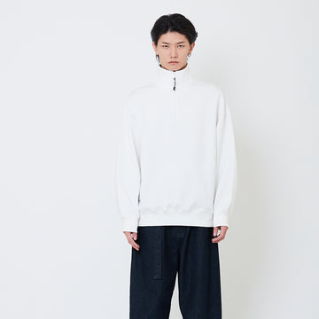 Men Oversized Quarter-Zip Sweatshirt - Off White - SM2505092A