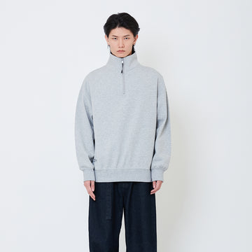 Men Oversized Quarter-Zip Sweatshirt - Melange Grey - SM2505092B