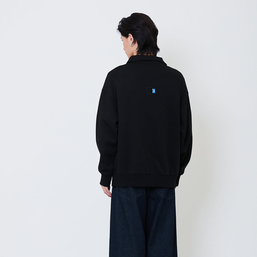 Men Oversized Quarter-Zip Sweatshirt - Black - SM2505092C