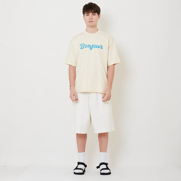 Men Wide Leg Jorts - Off White - SM2505097A
