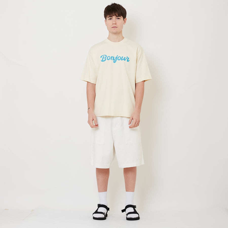Men Wide Leg Jorts - Off White - SM2505097A
