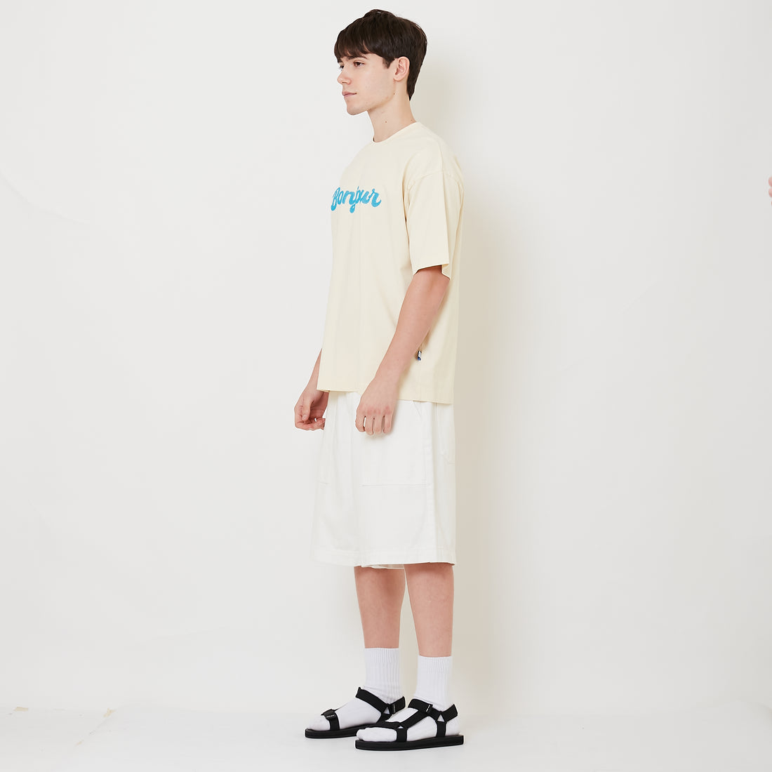 Men Wide Leg Jorts - Off White - SM2505097A