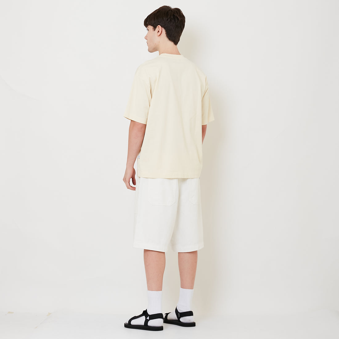 Men Wide Leg Jorts - Off White - SM2505097A
