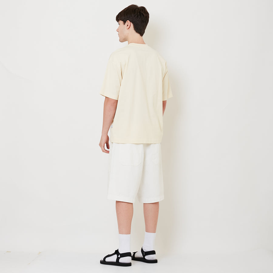 Men Wide Leg Jorts - Off White - SM2505097A