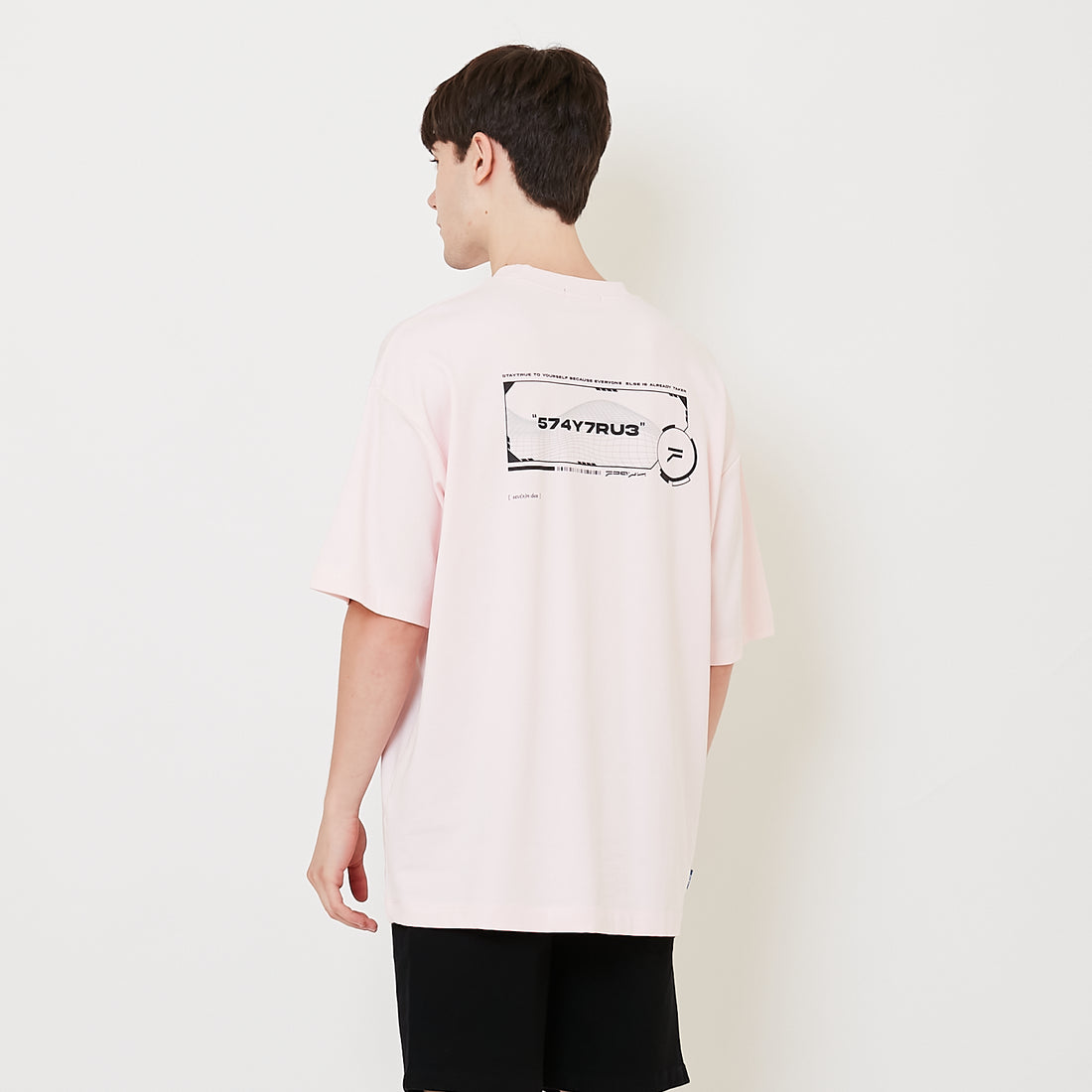 Men Printed Oversized Tee - Light Pink - SM2505100B