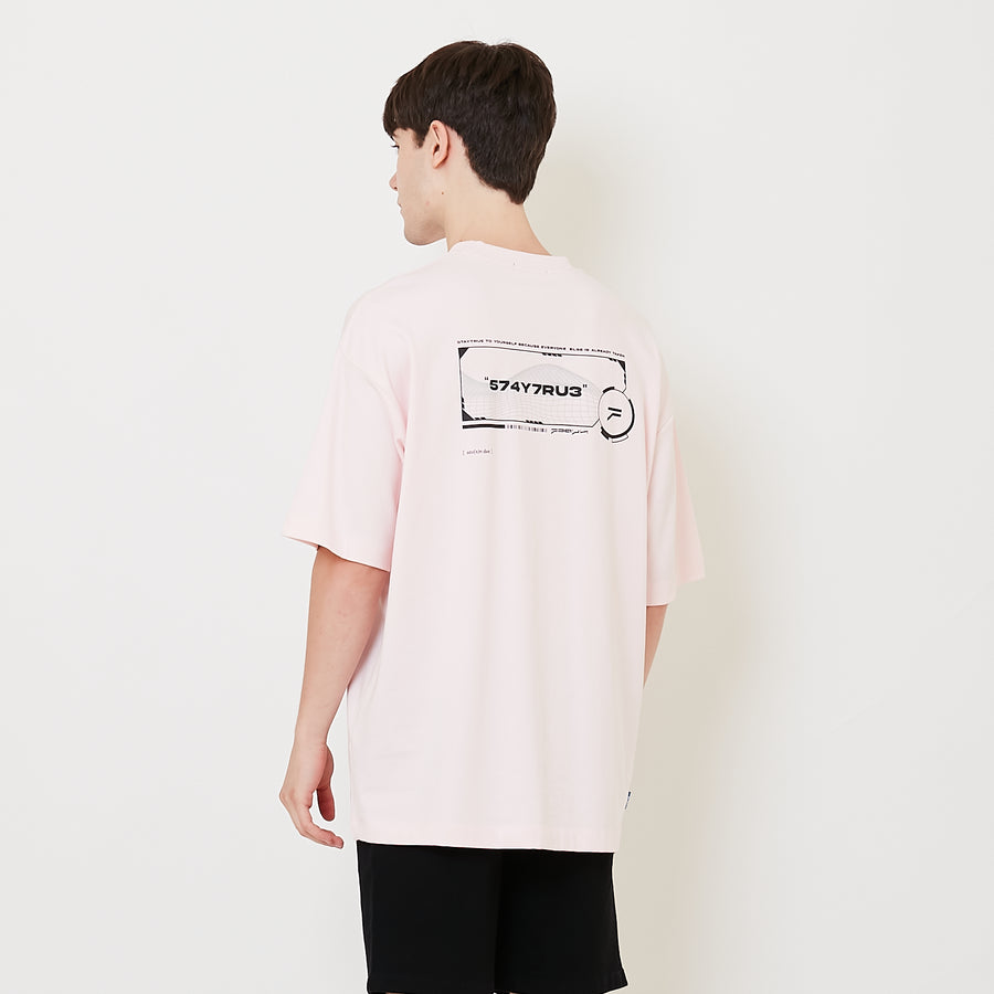 Men Printed Oversized Tee - Light Pink - SM2505100B