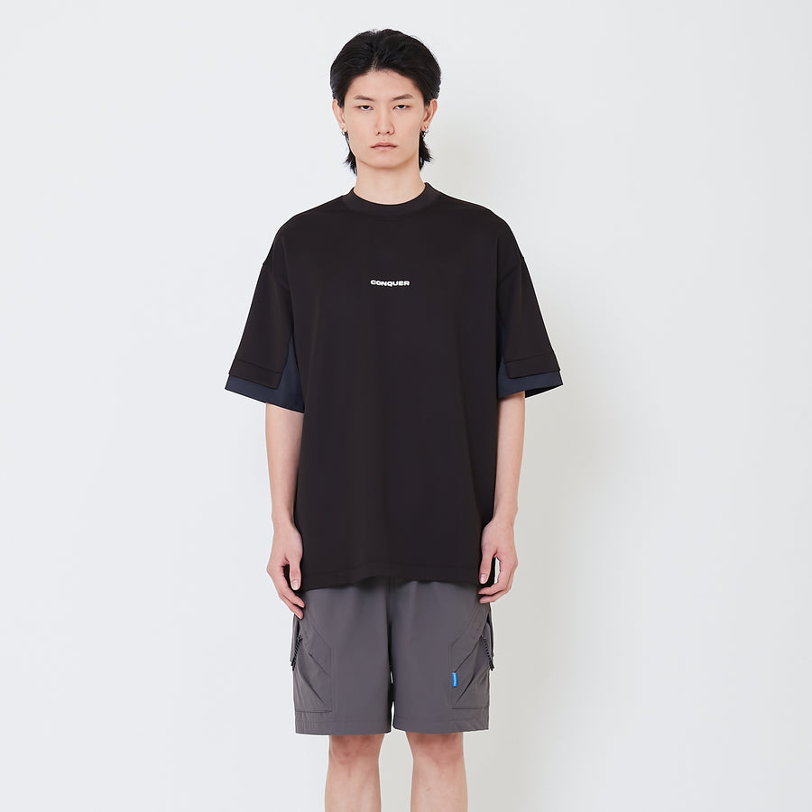 Men Hybrid Oversized Tee - Black - SM2505102B
