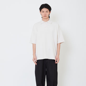 Men Oversized Polo Sweater - Off White - SM2505103A