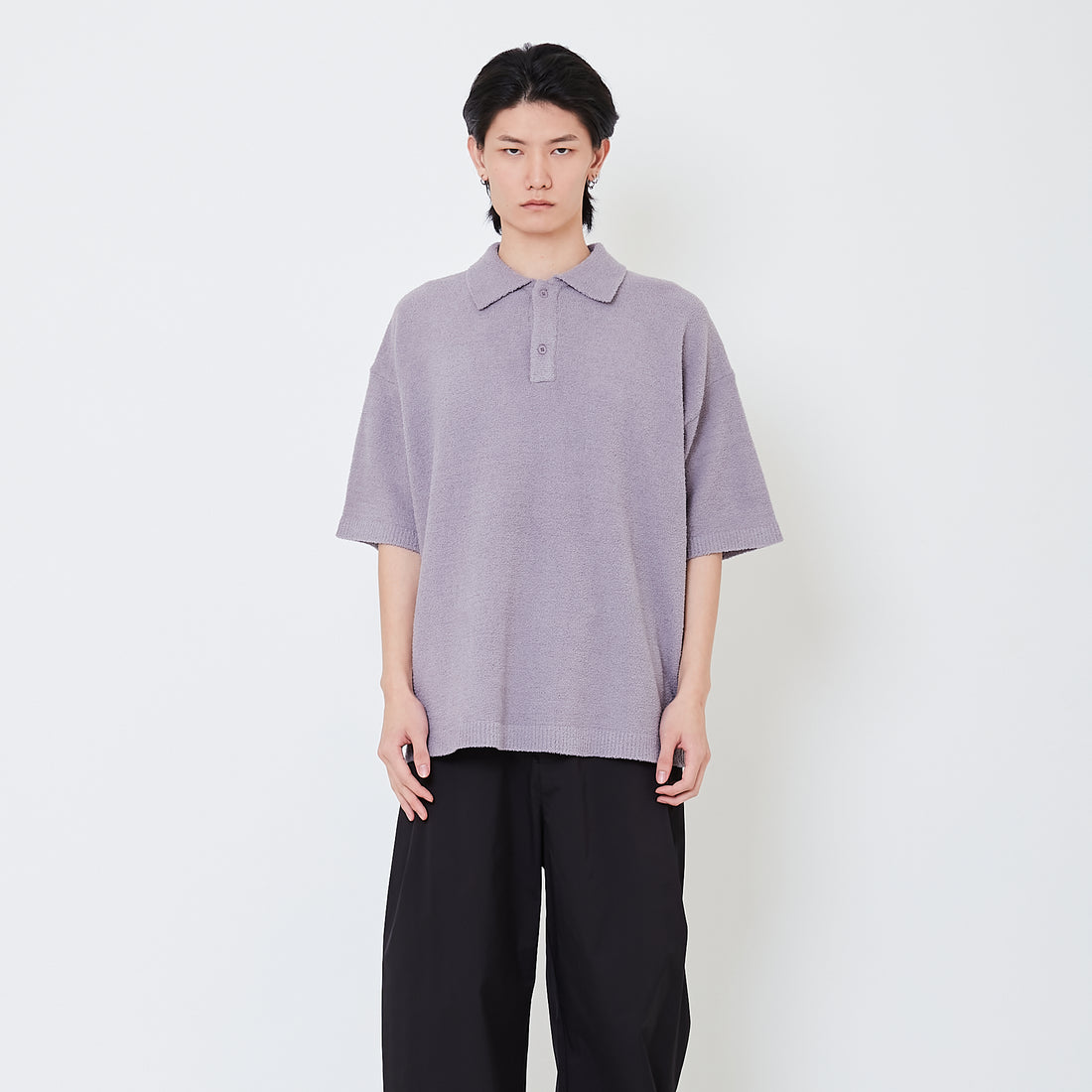 Men Oversized Polo Sweater - Grey - SM2505103B