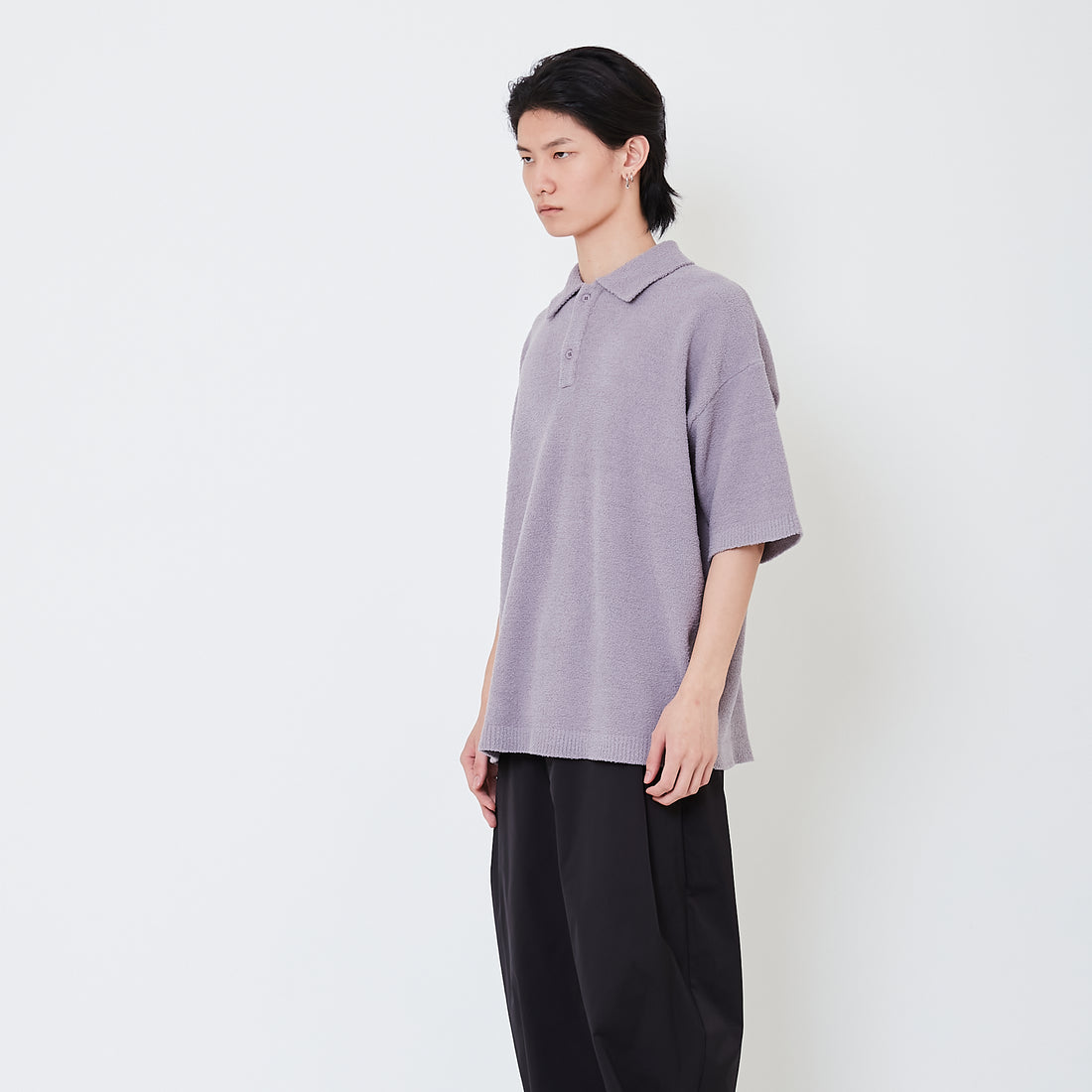 Men Oversized Polo Sweater - Grey - SM2505103B