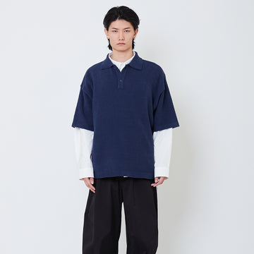 Men Oversized Polo Sweater - Navy - SM2505103C