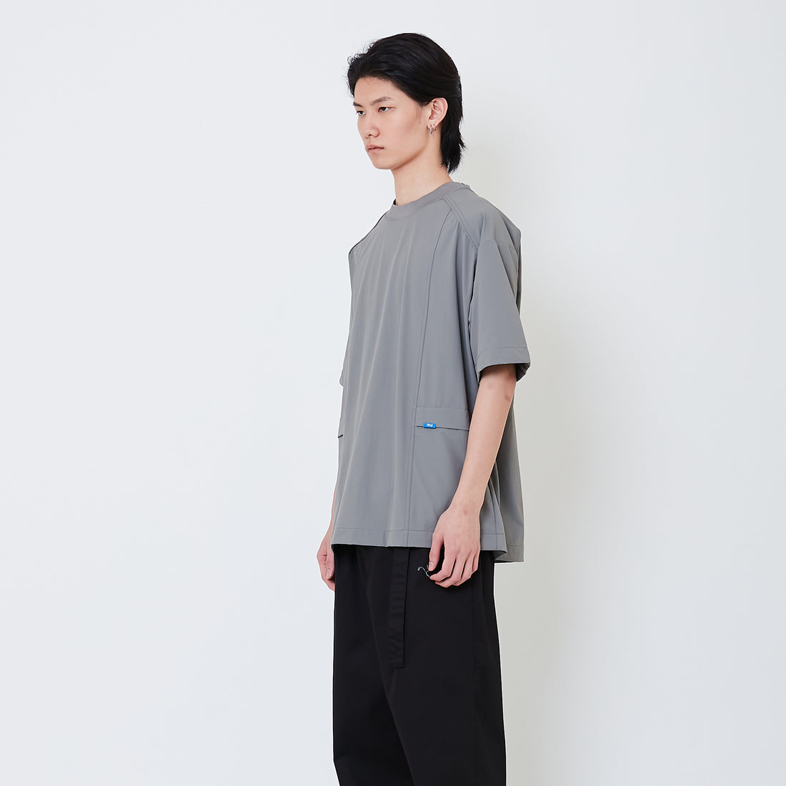 Men Oversized Nylon Top - Light Grey - SM2505104B