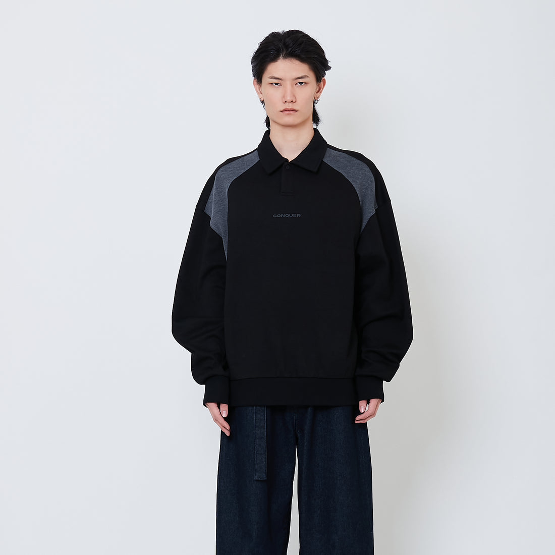 Men Printed Oversized Sweatshirt - Black - SM2505107B
