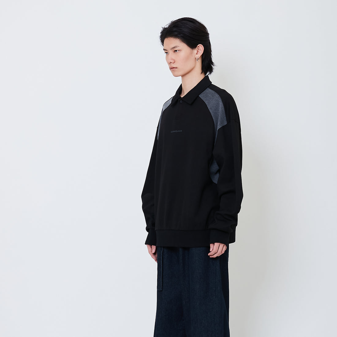 Men Printed Oversized Sweatshirt - Black - SM2505107B