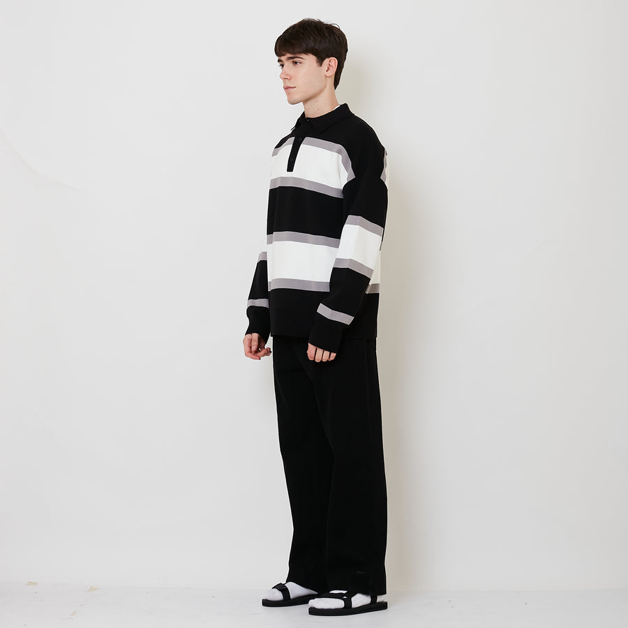 Men Wide Leg Long Jeans - Black - SM2506111B