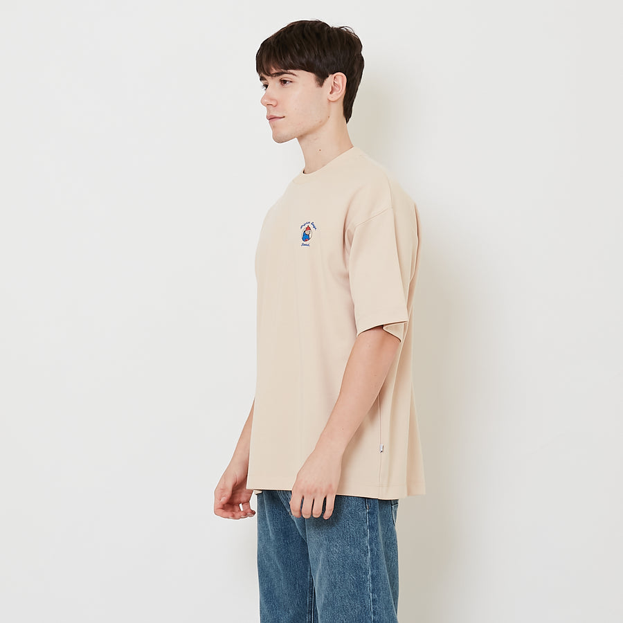 Men Embroidery Oversized Tee - Beige - SM2507115B