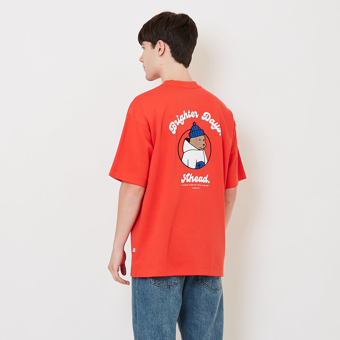 Men Embroidery Oversized Tee - Dark Orange - SM2507115C