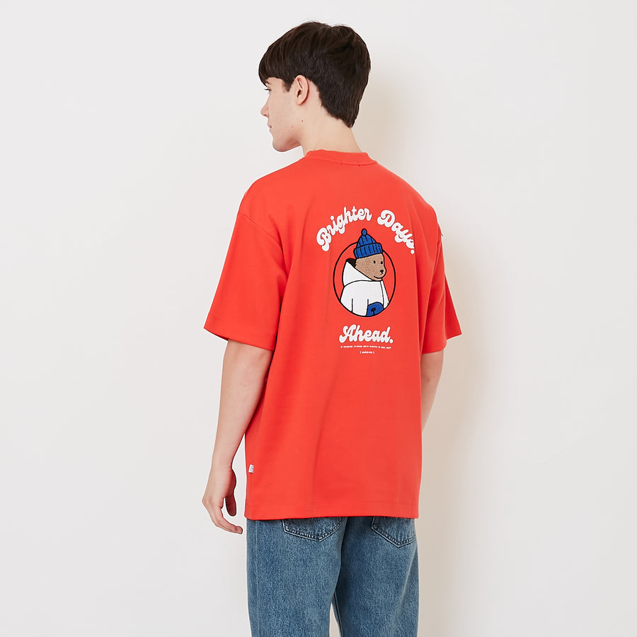 Men Embroidery Oversized Tee - Dark Orange - SM2507115C