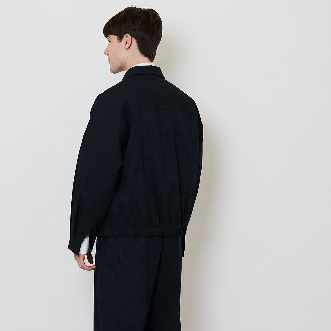 Men Oversized Cropped Jacket - Navy - SM2508121A