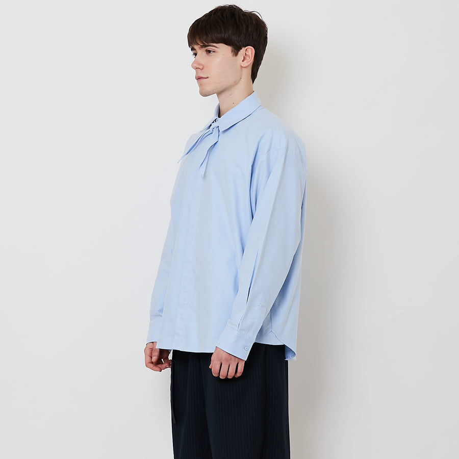 Men Oversized Neck-Tie Shirt - Blue - SM2508122B