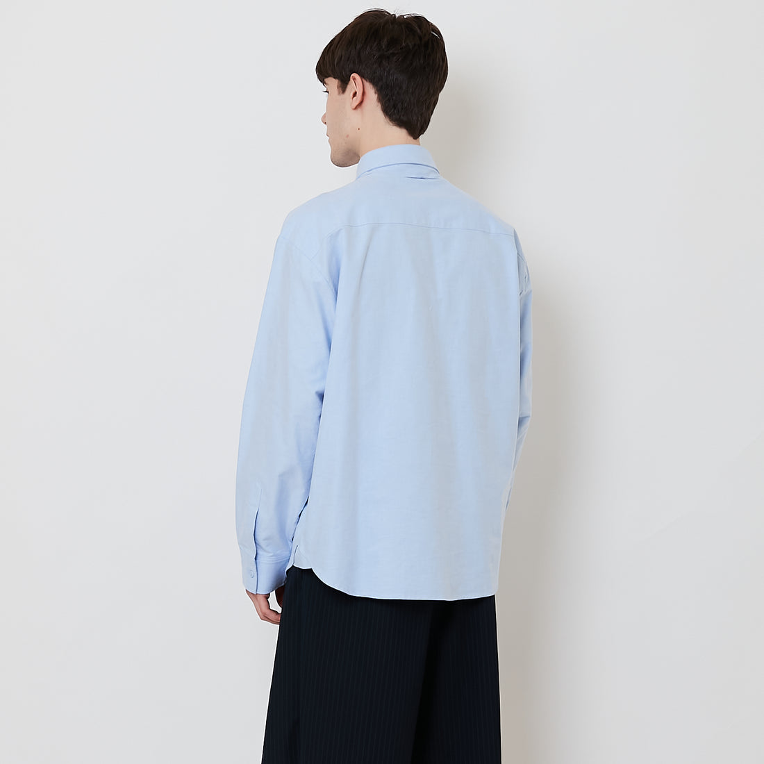 Men Oversized Neck-Tie Shirt - Blue - SM2508122B