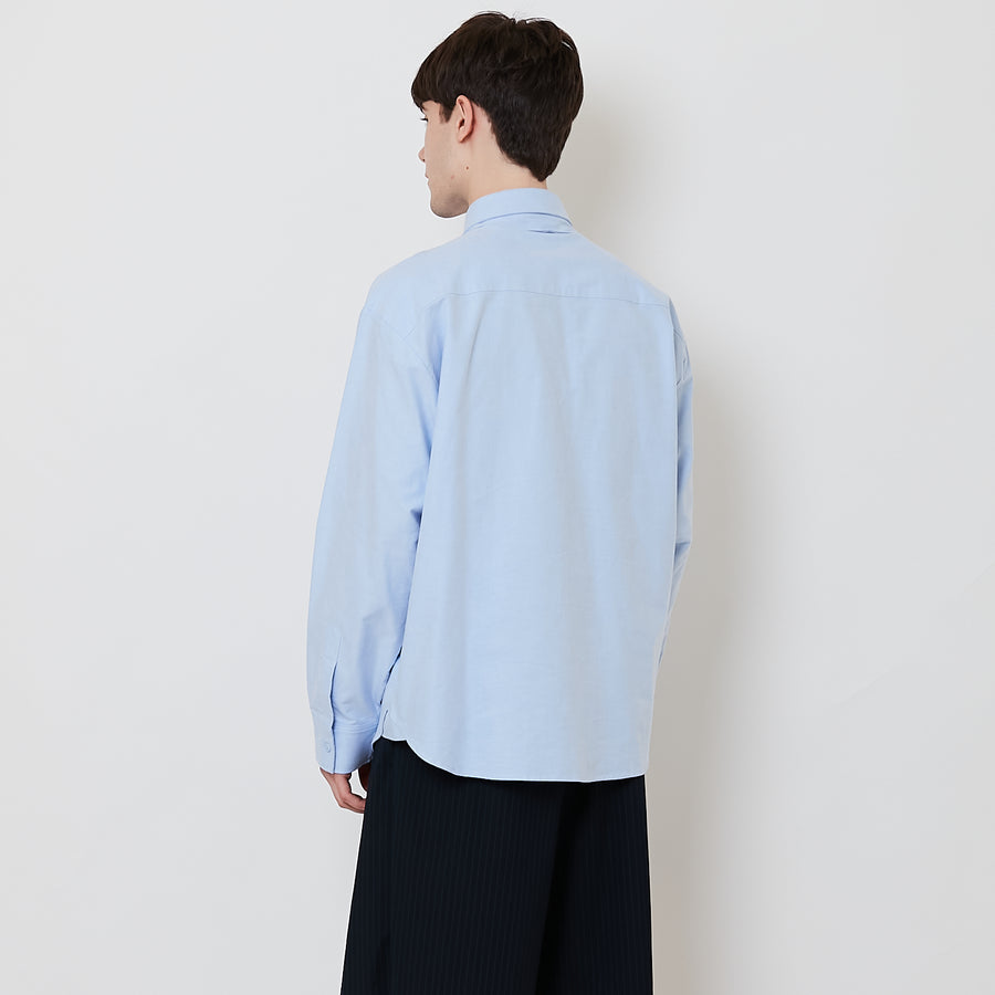 Men Oversized Neck-Tie Shirt - Blue - SM2508122B