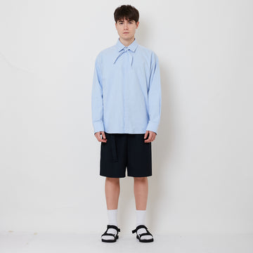 Men Slim Fit Short Pants With Belt - Navy - SM2508125A