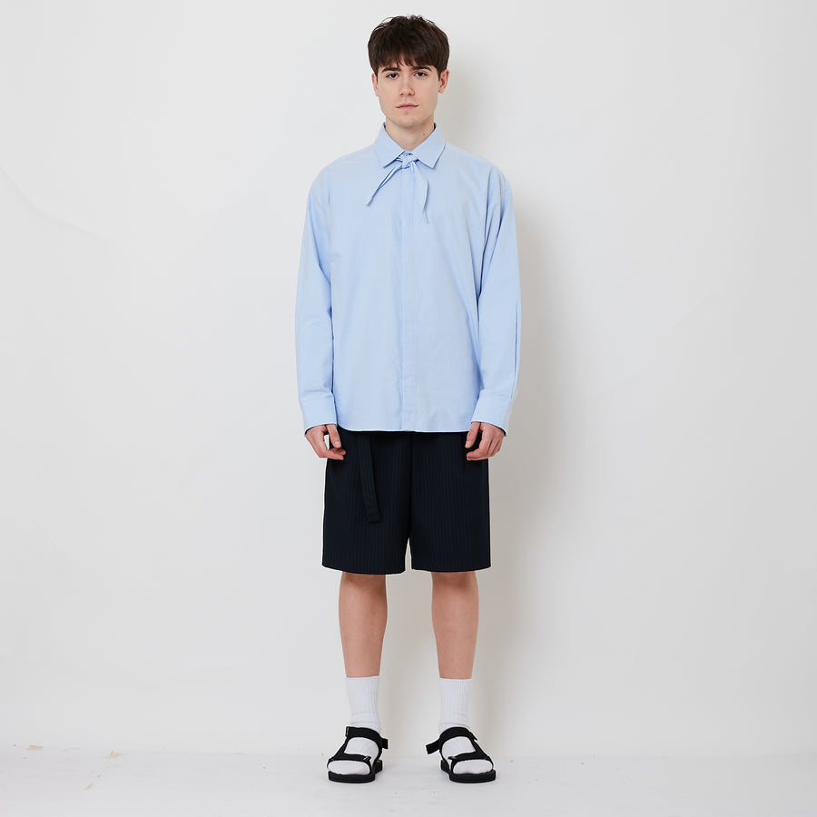 Men Slim Fit Short Pants With Belt - Navy - SM2508125A