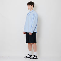 Men Slim Fit Short Pants With Belt - Navy - SM2508125A