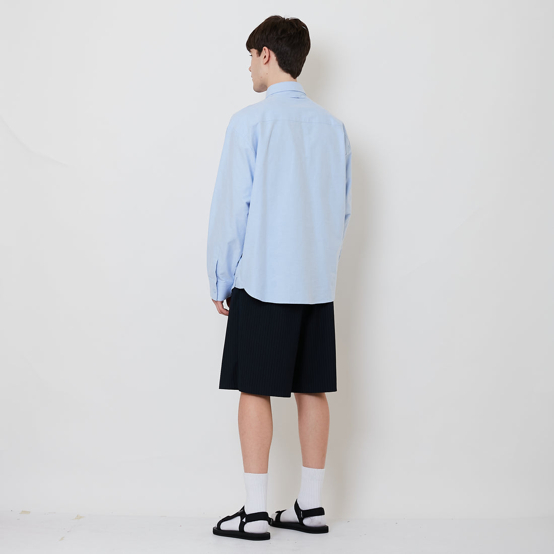 Men Slim Fit Short Pants With Belt - Navy - SM2508125A