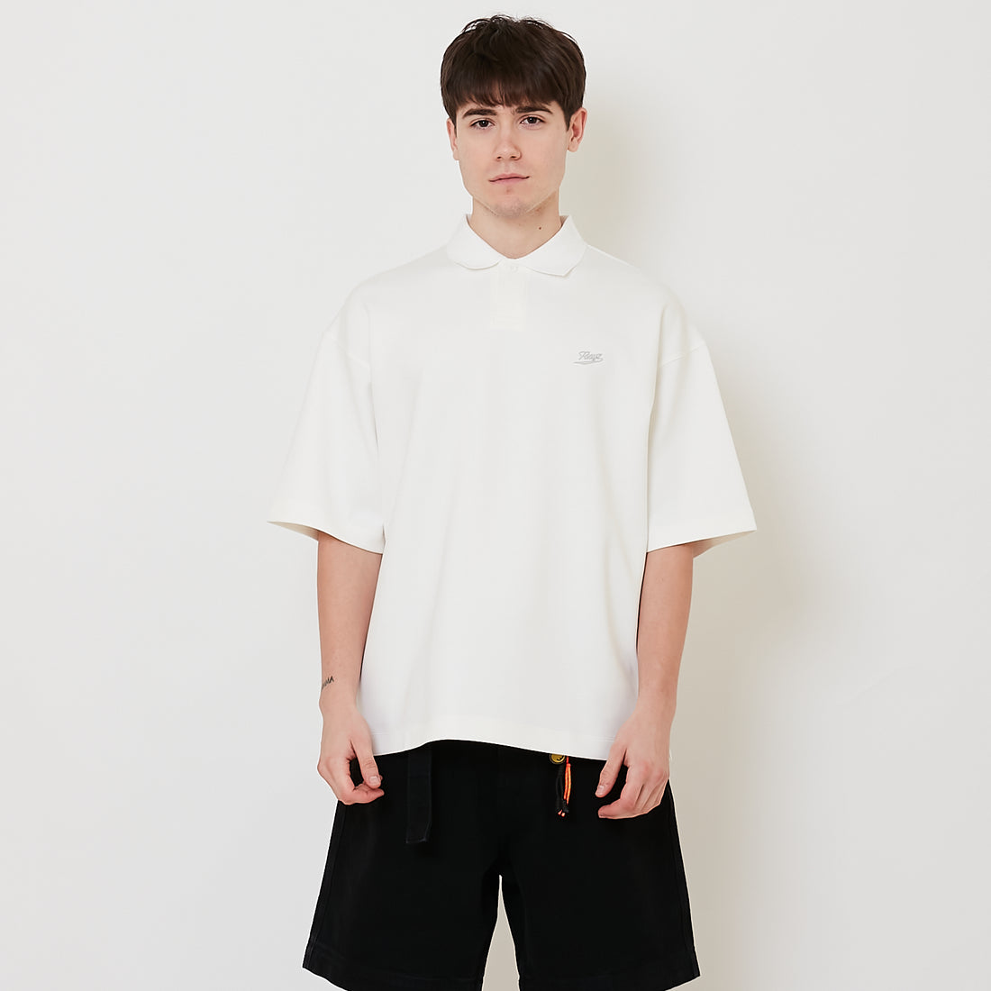 Men Printed Oversized Polo Tee - Off White - SM2508127A