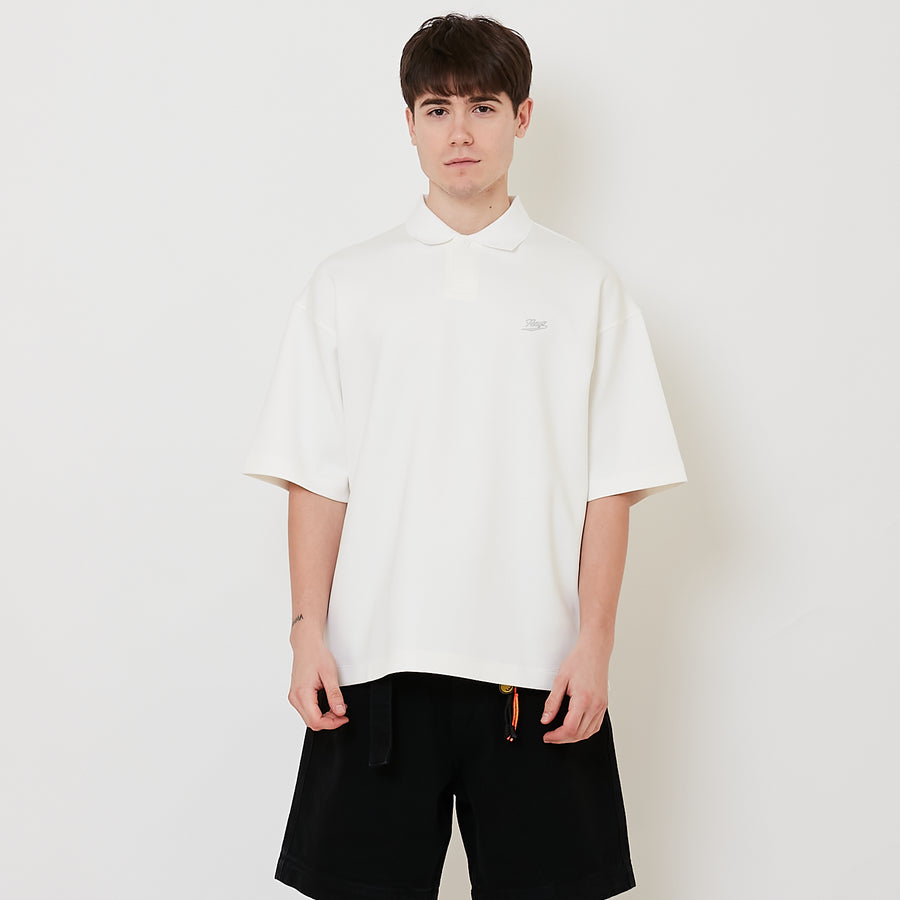 Men Printed Oversized Polo Tee - Off White - SM2508127A