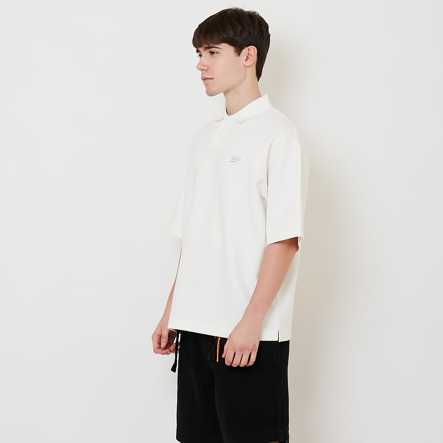 Men Printed Oversized Polo Tee - Off White - SM2508127A