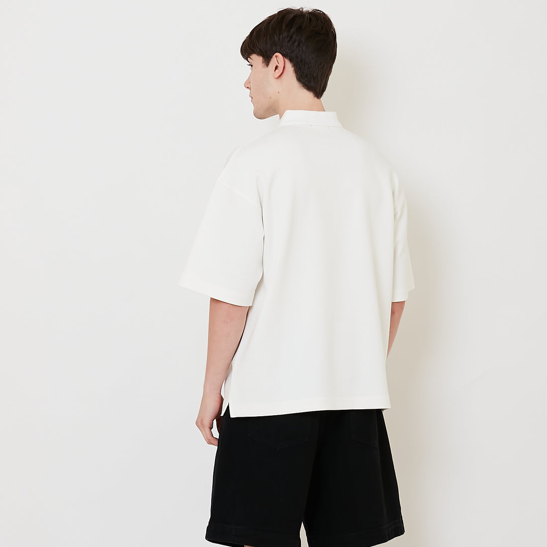 Men Printed Oversized Polo Tee - Off White - SM2508127A