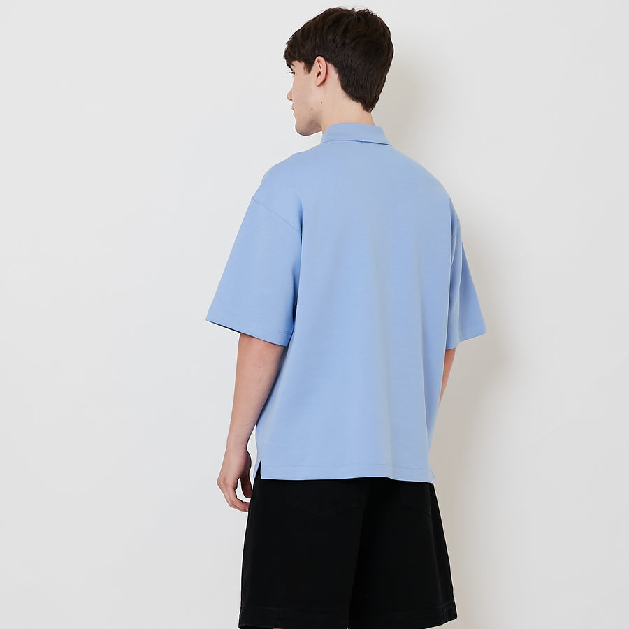 Men Printed Oversized Polo Tee - Violet - SM2508127B