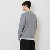 Men Oversized Sweater - Melange Grey - SM2508128A