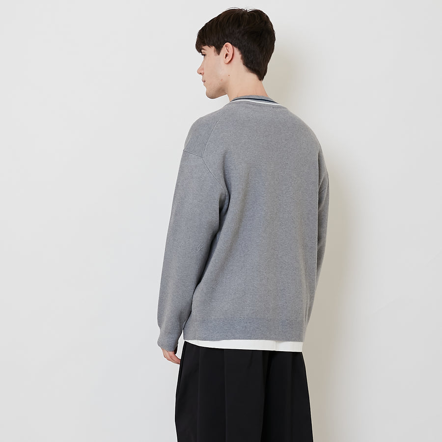Men Oversized Sweater - Melange Grey - SM2508128A