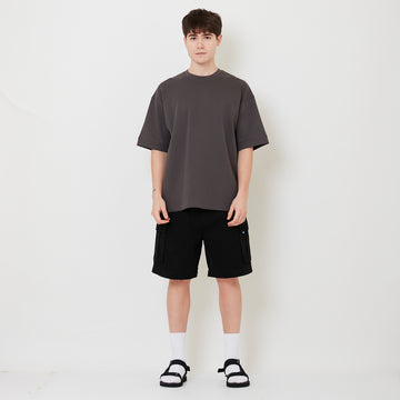 Men Twill Cargo Shorts - Black - SM2508131B