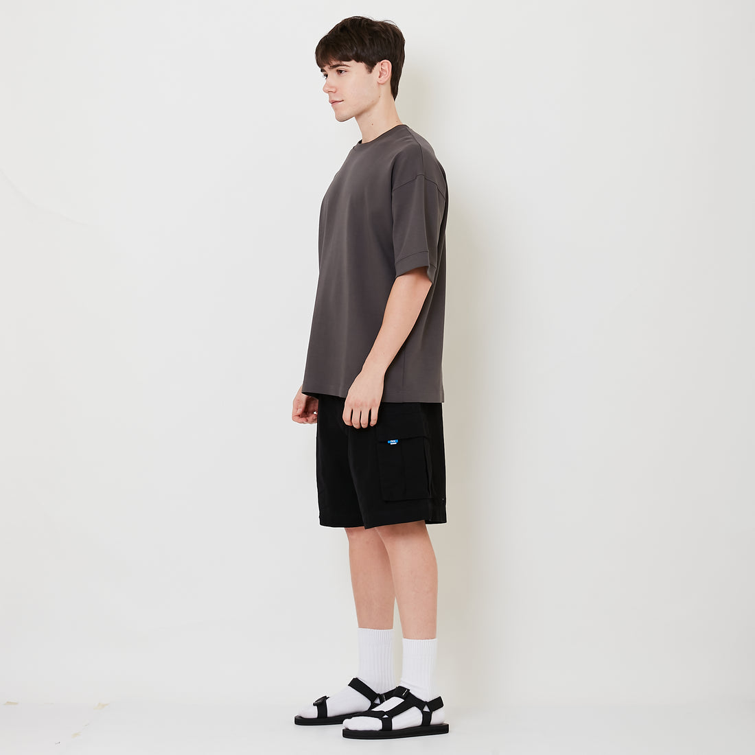 Men Twill Cargo Shorts - Black - SM2508131B
